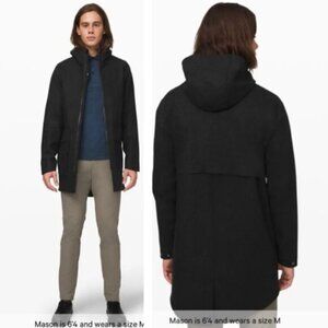 Lululemon Outdoor Wool Parka Waterproof Coat Jacket Hood Pocket Tech Zip XXL Gry